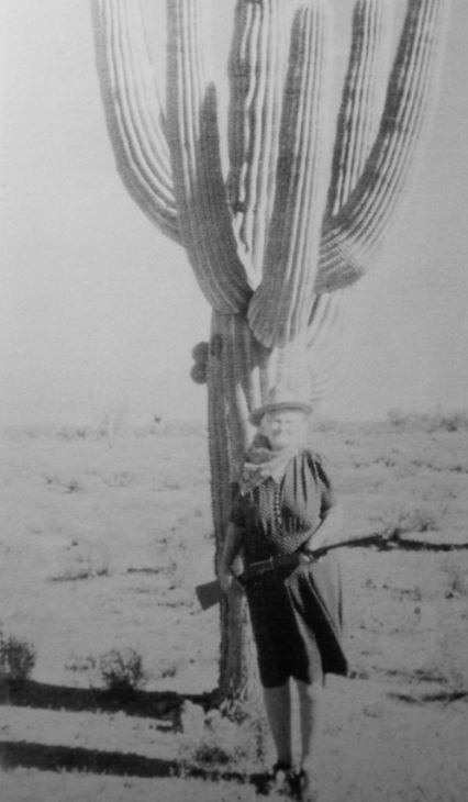 Anna Lester with a cactus.